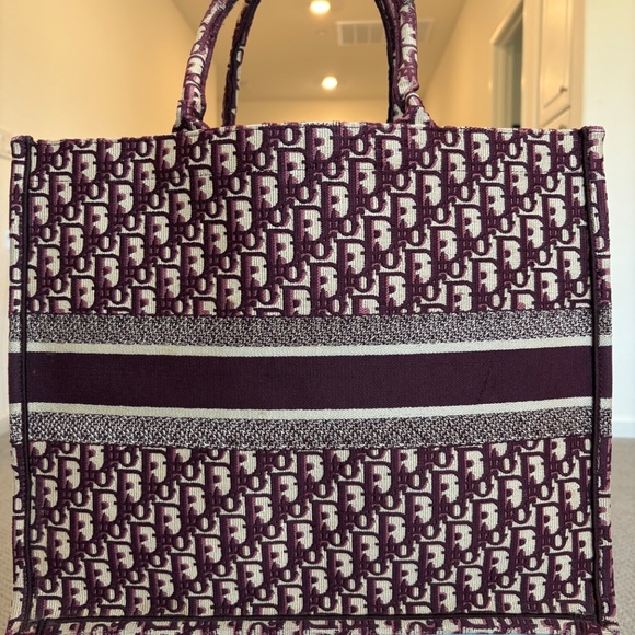 Dior Oblique Canvas Book Tote Bag- Burgundy- Large- MSRP $3,500 - Picture 2 of 12